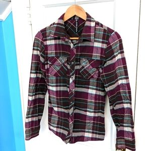 Kuhl's women's purple plaid stretch flannel shirt size S